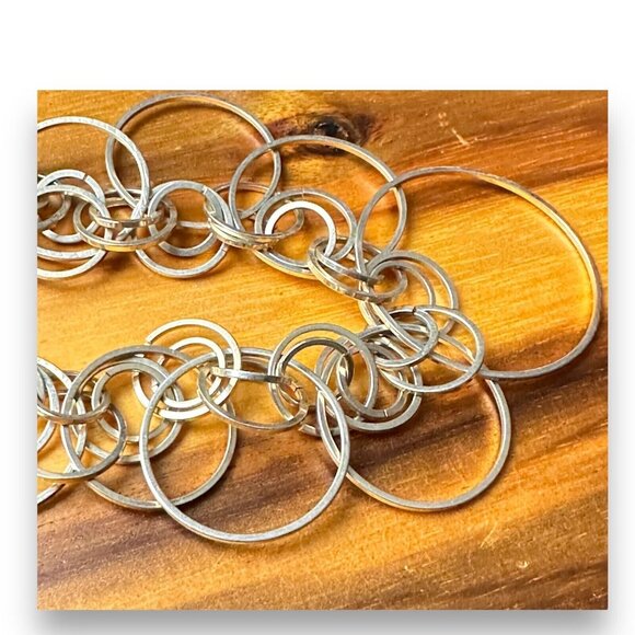 Golden Circles Link 16” Necklace Lots of Circles Has 2” Extender Mint Fun Boho - Picture 5 of 9